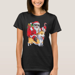 Weihnachtsmann reitet Corgi Hund Weihnachten T-Shirt