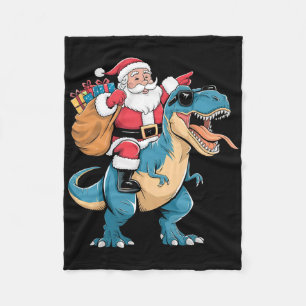 Weihnachtsmann Reitet Dinosaurier T Rex Weihnachte Fleecedecke