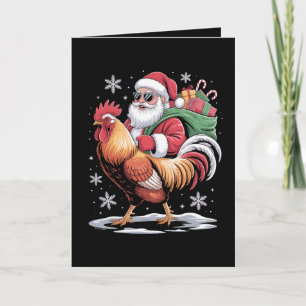 Weihnachtsmann Reitet Hahn Weihnachten Bauernhof H Karte