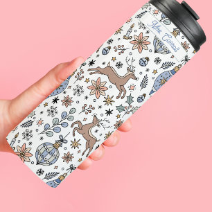 Weihnachtsmann-Rentier-Muster Geschenk für Lehrer Thermosbecher