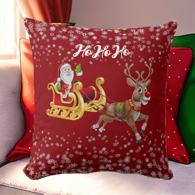 Weihnachtsmann Rentier Sleigh Snowflake Red Baby Kissen (Santa Christmas Reindeer Sleigh Snowflake Red Baby Throw Pillow)
