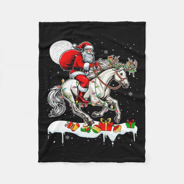 Weihnachtsmann Rentier Xmas Bauernhof Fleecedecke (Vorderseite)