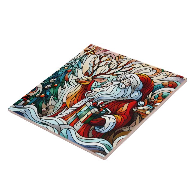 Weihnachtsmann, Rentiere und Geschenke von Bäumen Fliese (Seite)