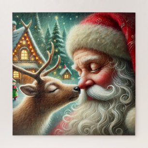 Weihnachtsmann & Rentiere Weihnachten Nordpol Vint