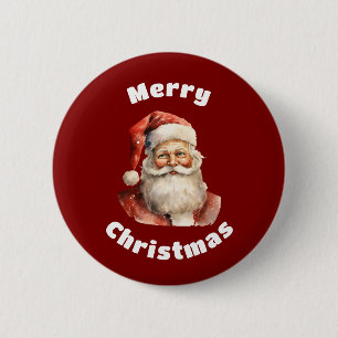 Weihnachtsmann Retro Frohe Weihnachten Button
