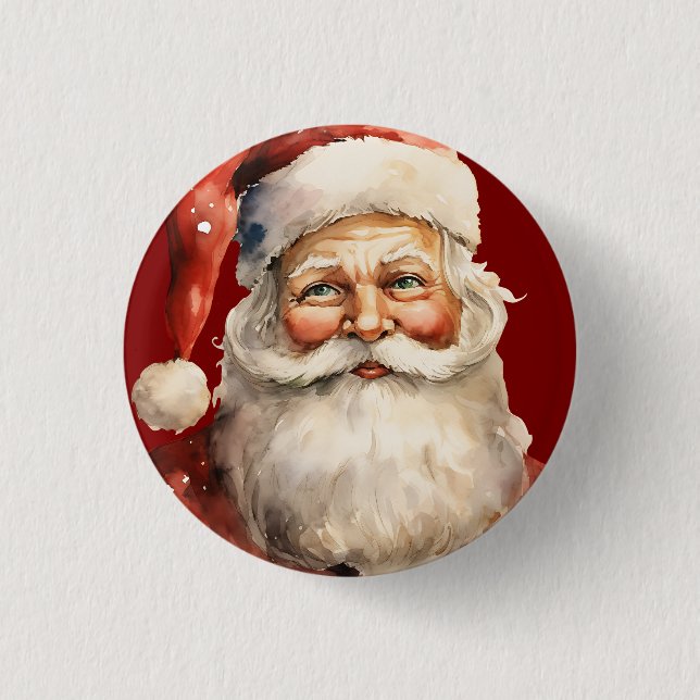 Weihnachtsmann Retro Weihnachten Button (Vorderseite)
