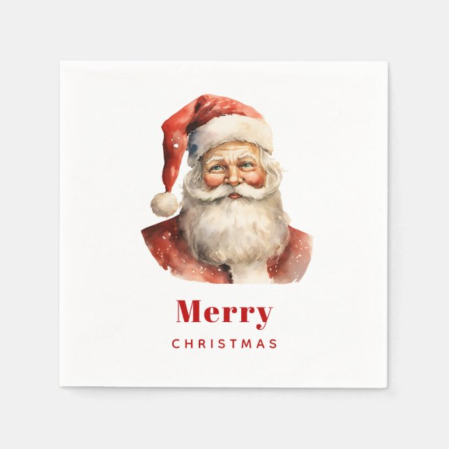 Weihnachtsmann Retro Weihnachten Serviette (Vorderseite)