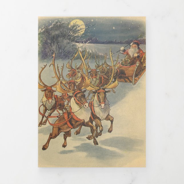 Weihnachtsmann Ristorante da Valentino Dreifach Gefaltete Urlaubskarte (Cover)