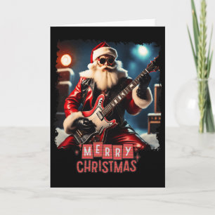 Weihnachtsmann Rock Gitarre Frohe Weihnachten Karte
