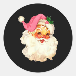Weihnachtsmann Rosa Weihnachtsgesicht Alt Xmas Vin Runder Aufkleber