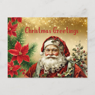 Weihnachtsmann, Rote Poinsettia Feiertagspostkarte