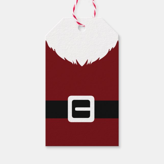 Weihnachtsmann Roter Anzug Jacket und Gürtel Geschenkanhänger (Vorderseite)