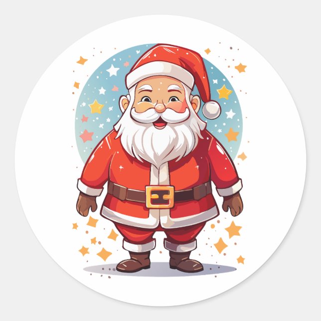 Weihnachtsmann Runder Aufkleber (Vorderseite)