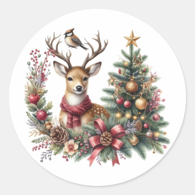 Weihnachtsmann Runder Aufkleber (Vorderseite)