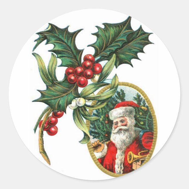 Weihnachtsmann Runder Aufkleber (Vorderseite)