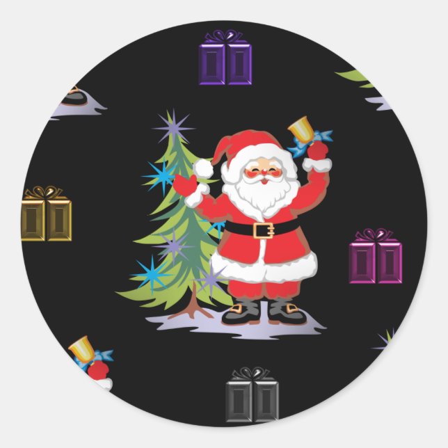 Weihnachtsmann Runder Aufkleber (Vorderseite)