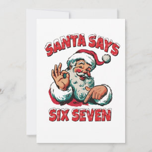 Weihnachtsmann sagt sechs sieben 6 7 Weihnachten W Dankeskarte