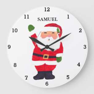 Weihnachtsmann Sankt Nikolaus Festlich Lustig Kind Große Wanduhr