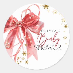 Weihnachtsmann Santa Baby Rot und Gold Baby Shower Runder Aufkleber