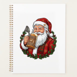 Weihnachtsmann Santa Claus hält Bierglas Planer