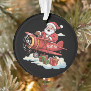 Weihnachtsmann Santa Claus Pilot Fliegendes Flugze Ornament