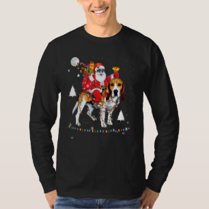Weihnachtsmann Santa Claus reitet Beagles Lichter  T-Shirt