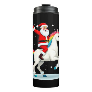 Weihnachtsmann Santa reitet Einhorn Xmas Mädchen F Thermosbecher