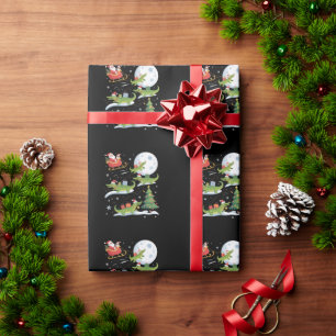 Weihnachtsmann Schlitten Fahrender Alligator Weihn Geschenkpapier