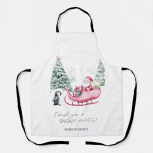 Weihnachtsmann, Schlitten, Pinguin, Wald Schürze