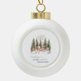 Weihnachtsmann, Schlitten, präsentiert Weihnachten Keramik Kugel-Ornament