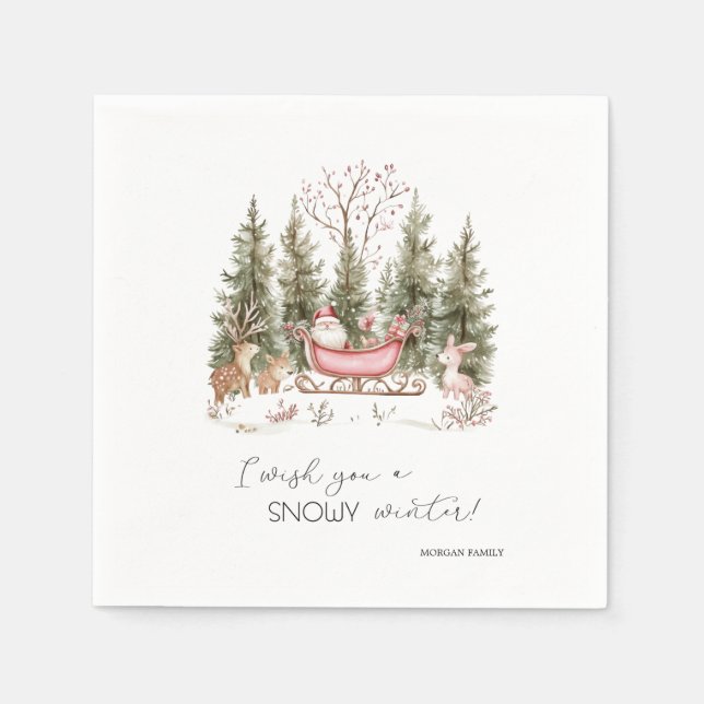 Weihnachtsmann, Schlitten, präsentiert Weihnachten Serviette (Vorderseite)