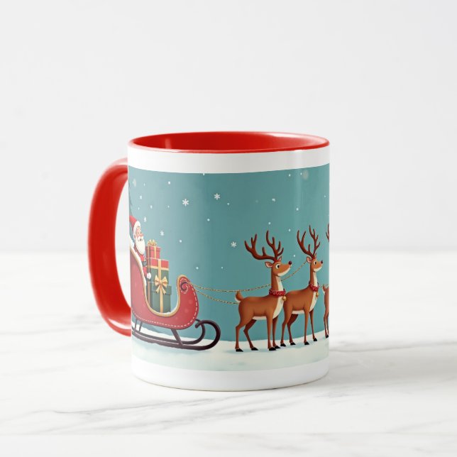 Weihnachtsmann-Schlitten Tasse (Vorderseite Links)