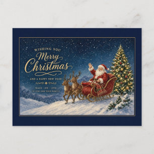 Weihnachtsmann-Schlitten und Rentier-Postkarte Postkarte