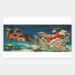 Weihnachtsmann-Schlitten Weihnachten Feiertag im V Rechteckiger Aufkleber