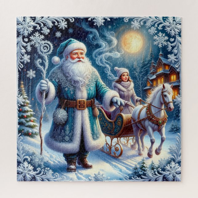 Weihnachtsmann, Schlittenfahrt und gemütliches Wei (Vertikal)