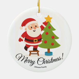 Weihnachtsmann schmückt personalisierten Weihnacht Keramik Ornament
