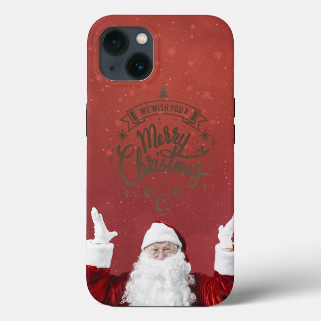 Weihnachtsmann, Schneeflocken, rot Case-Mate iPhone Hülle (Rückseite)