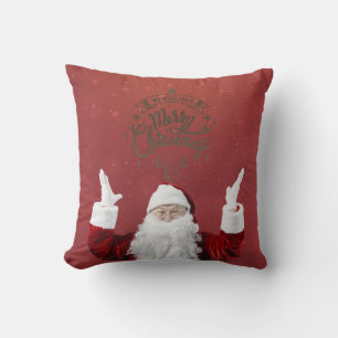 Weihnachtsmann, Schneeflocken, rot Kissen