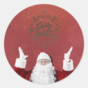 Weihnachtsmann,Schneeflocken,Rot   Runder Aufkleber