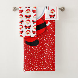 Weihnachtsmann, Schneeflocken und Monografie Weihn Badhandtuch Set