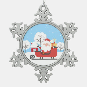 Weihnachtsmann Schneeflocken Zinn-Ornament