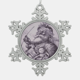 Weihnachtsmann Schneeflocken Zinn-Ornament