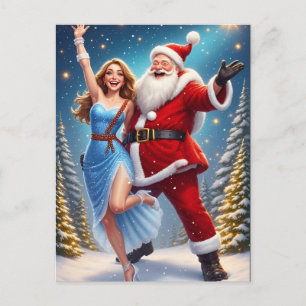 ❄️ Weihnachtsmann & Schneekönigin Festlicher Glanz Postkarte