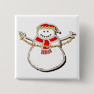 Weihnachtsmann-Schneemann Button