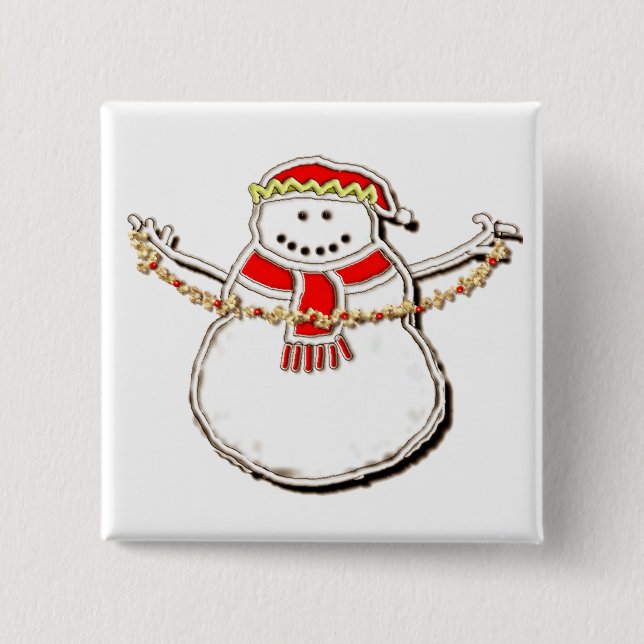 Weihnachtsmann-Schneemann Button (Vorderseite)