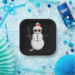 Weihnachtsmann Schneemann Golfball-Christmas-Golfe Pappteller