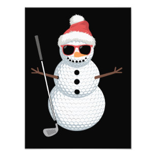 Weihnachtsmann Schneemann Golfball Weihnachten Gol Fotodruck