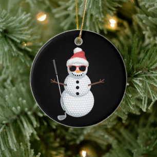 Weihnachtsmann Schneemann Golfball Weihnachten Gol Keramik Ornament