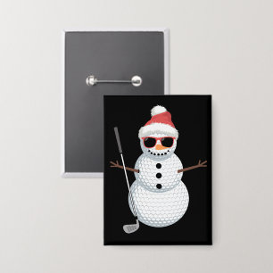 Weihnachtsmann Schneemann Golfball Weihnachtsgolfe Button