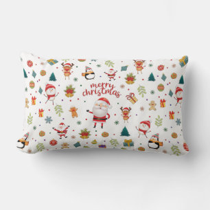 Weihnachtsmann, Schneemann, Rentierpattern Frohe W Lendenkissen